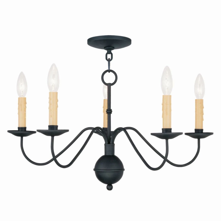 Candle * | Hot Sale Livex Lighting Candle Livex Heritage 4495-04 5-Light Chandelier In Black