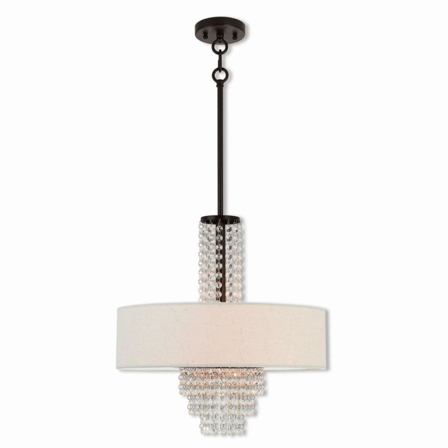 Chandeliers * | Deals Drum Livex Lighting Carlisle 4-Light Pendant Chandelier