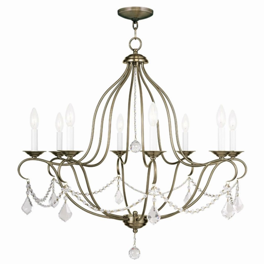 Candle * | Brand New Livex Lighting Crystal Livex Chesterfield 6428 8-Light Chandelier