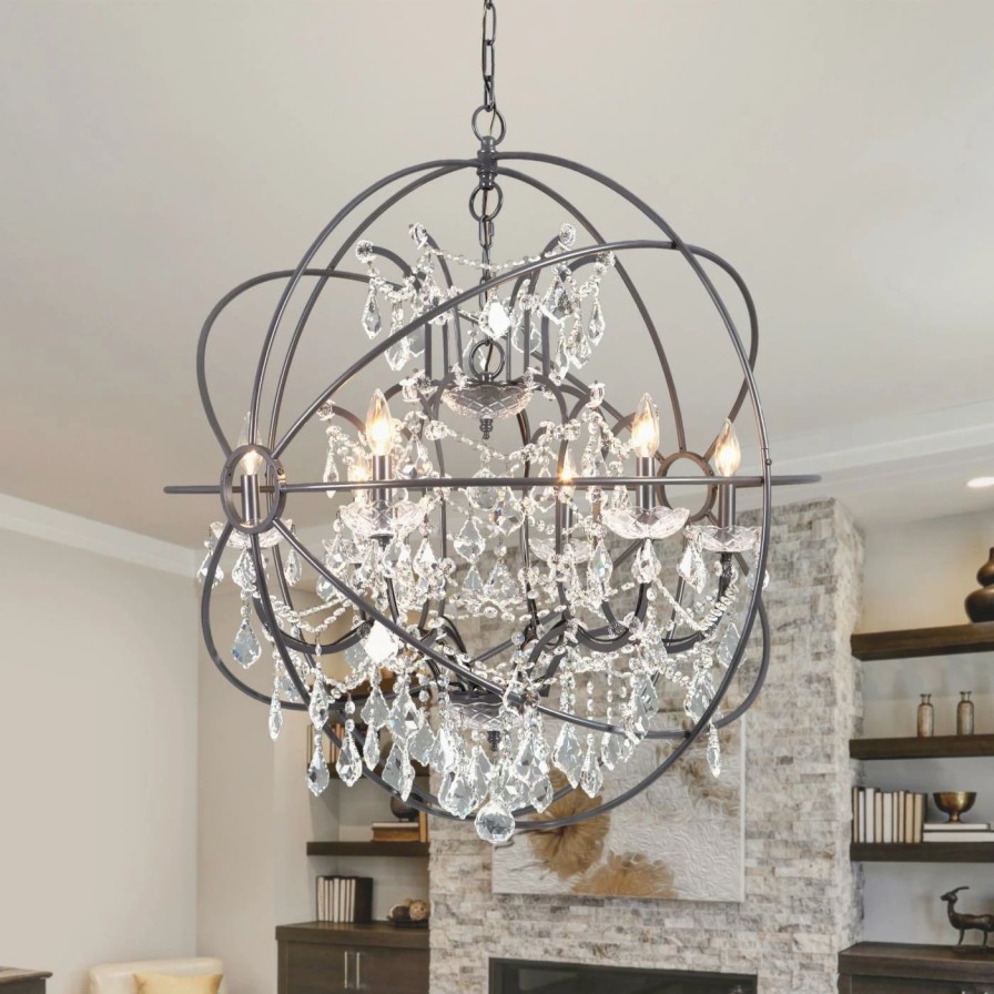 Chandeliers * | Coupon Globe Yosemite Home Decor Contessa Scfp3078-6Bk Chandelier