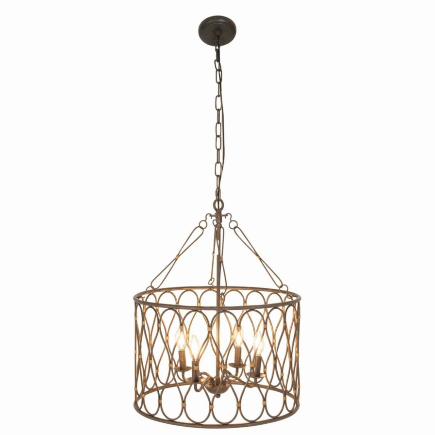 Chandeliers * | Outlet Candle Decmode 70031 Modern Round Iron Chandelier