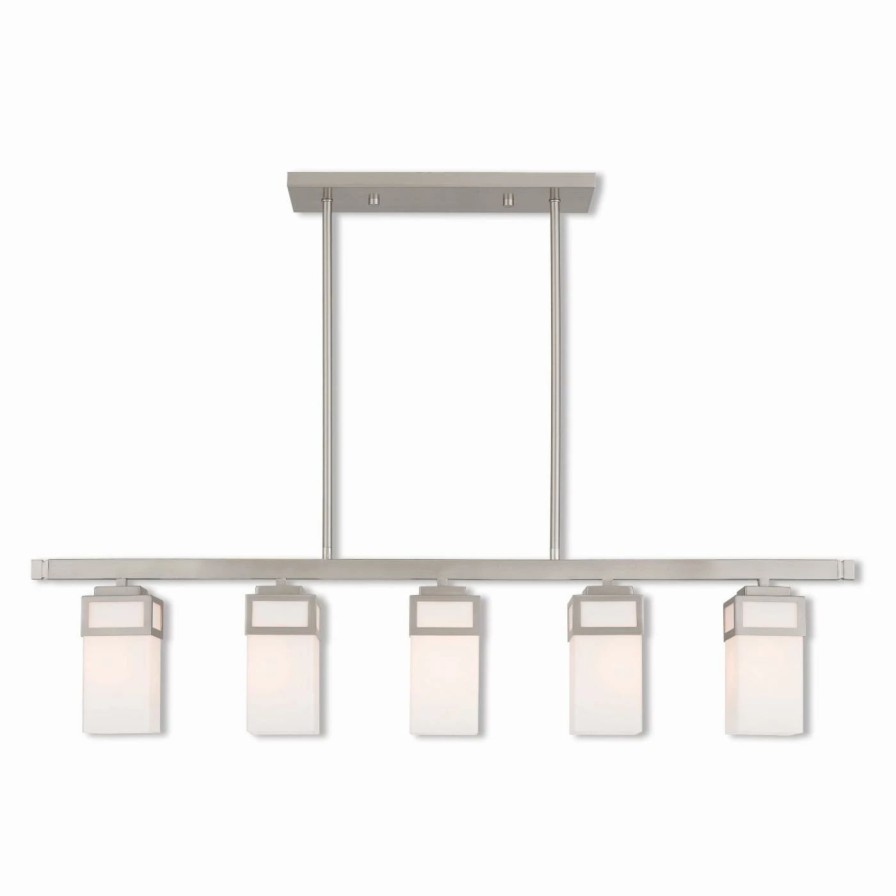 Chandeliers * | Hot Sale Livex Lighting Harding 5 Light Linear Chandelier