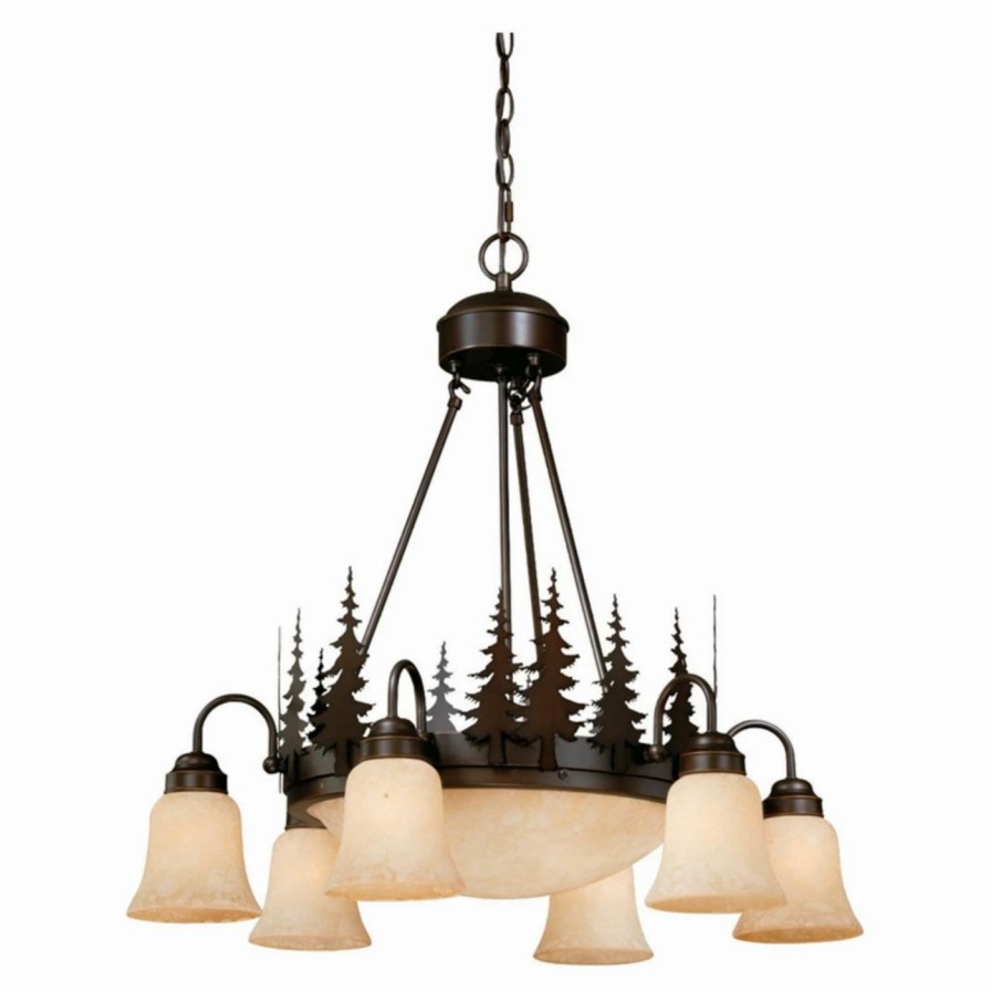 Chandeliers * | Hot Sale Bowl Vaxcel Yosemite 9-Light Chandelier 28.5W In. Burnished Bronze