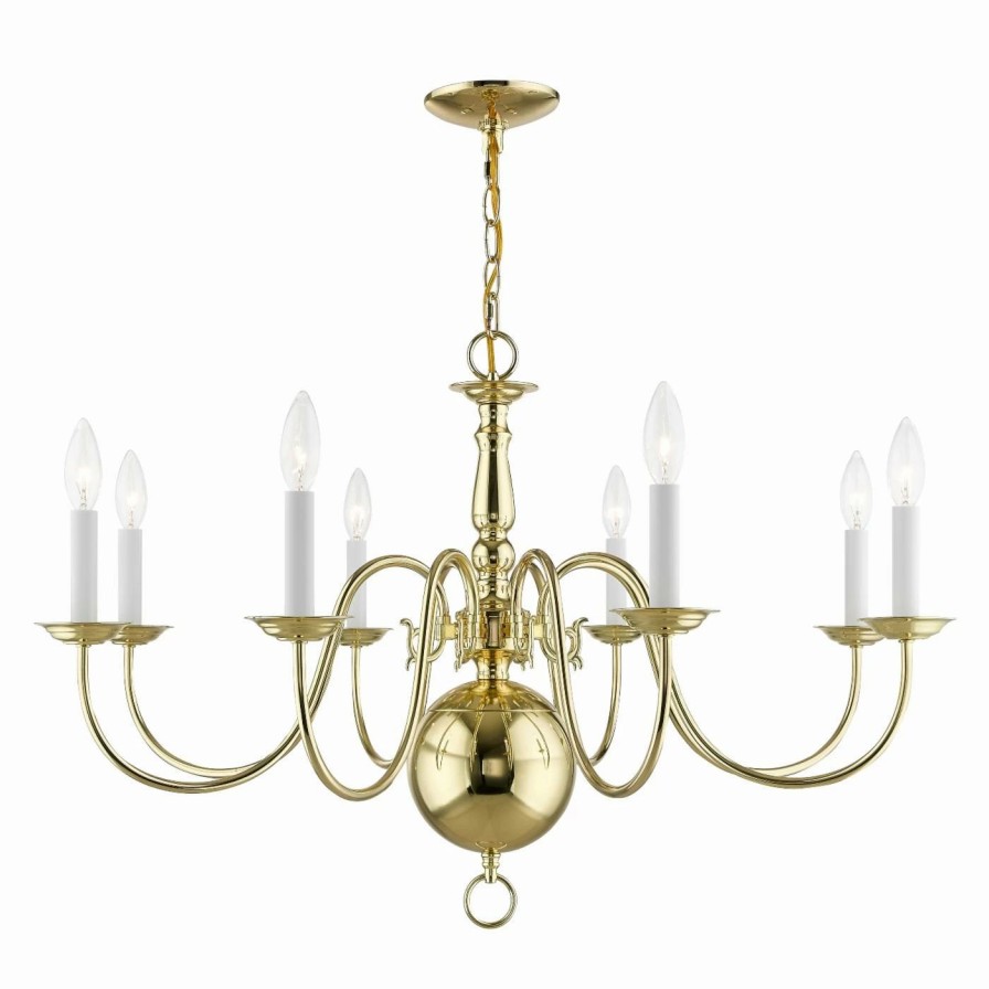 Candle * | Flash Sale Livex Lighting Candle Livex Williamsburgh 5007 8-Light Chandelier