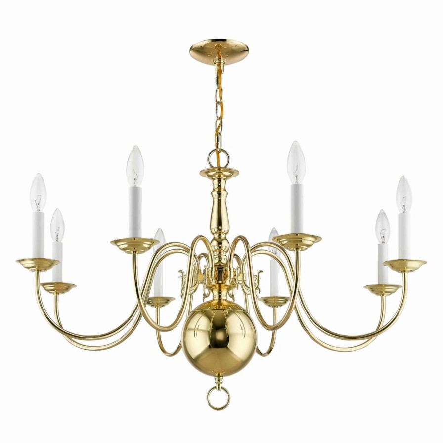 Candle * | Flash Sale Livex Lighting Candle Livex Williamsburgh 5007 8-Light Chandelier