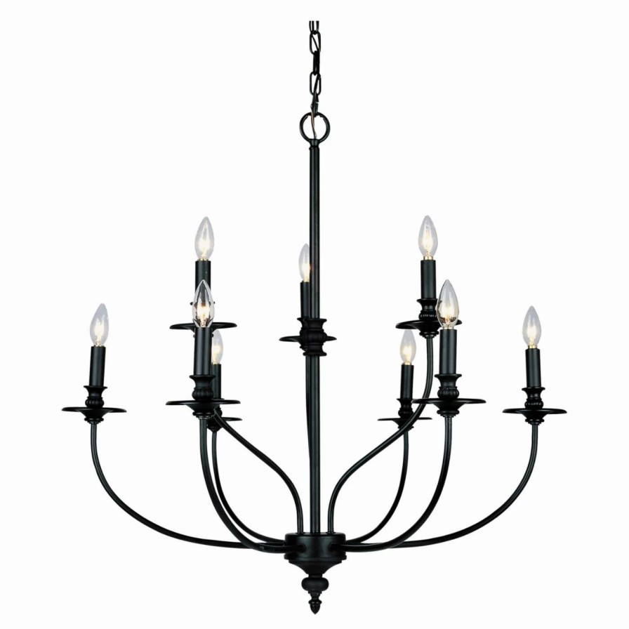 Candle * | Top 10 Candle Elk Lighting 289-Ob Hartford 9-Light Chandelier 29W In. Oil Rubbed