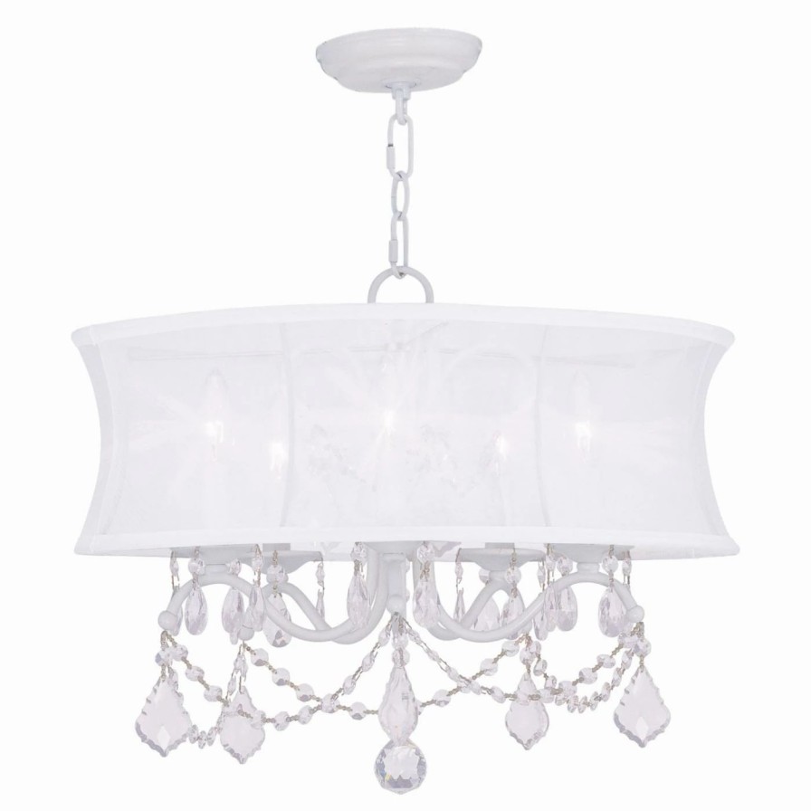 Chandeliers * | Top 10 Livex Lighting Drum Livex Newcastle 6305-03 Chandelier 20W In. White