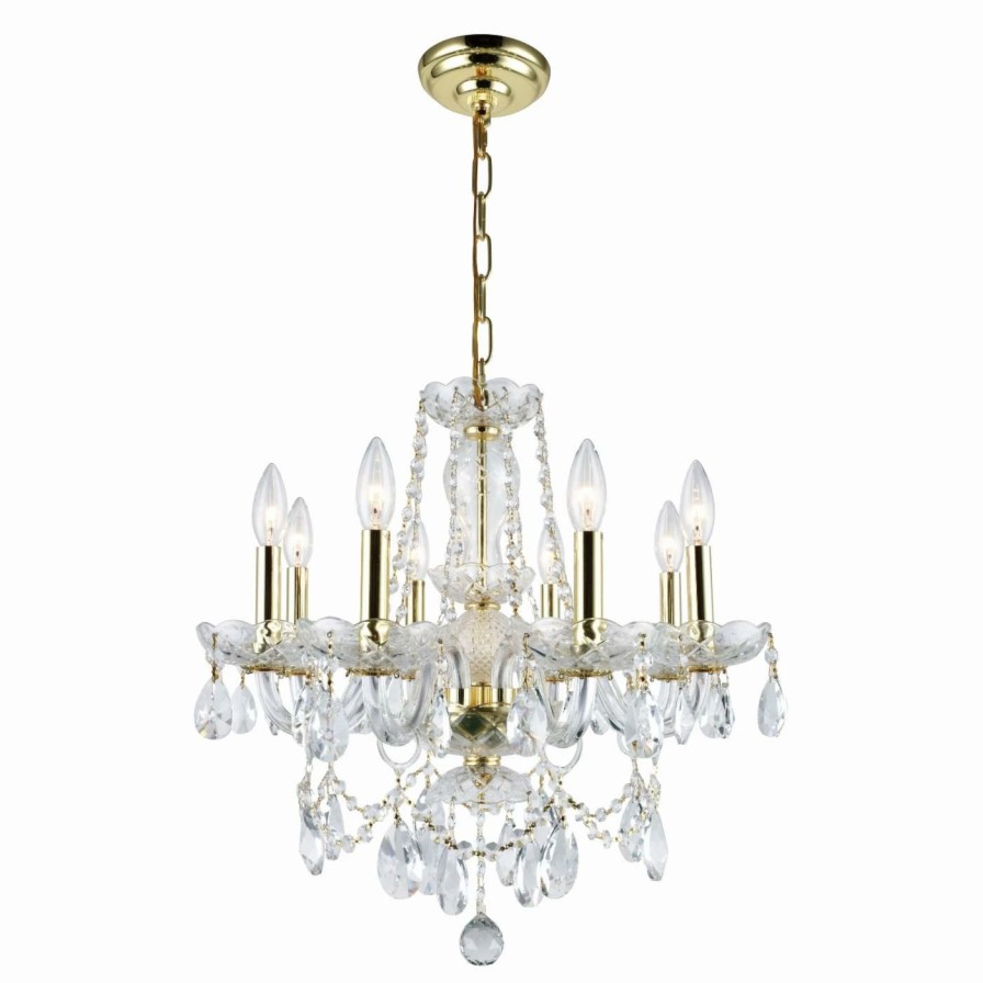 Candle * | Best Reviews Of Crystal Elegant Lighting Princeton 8 Light Chandelier