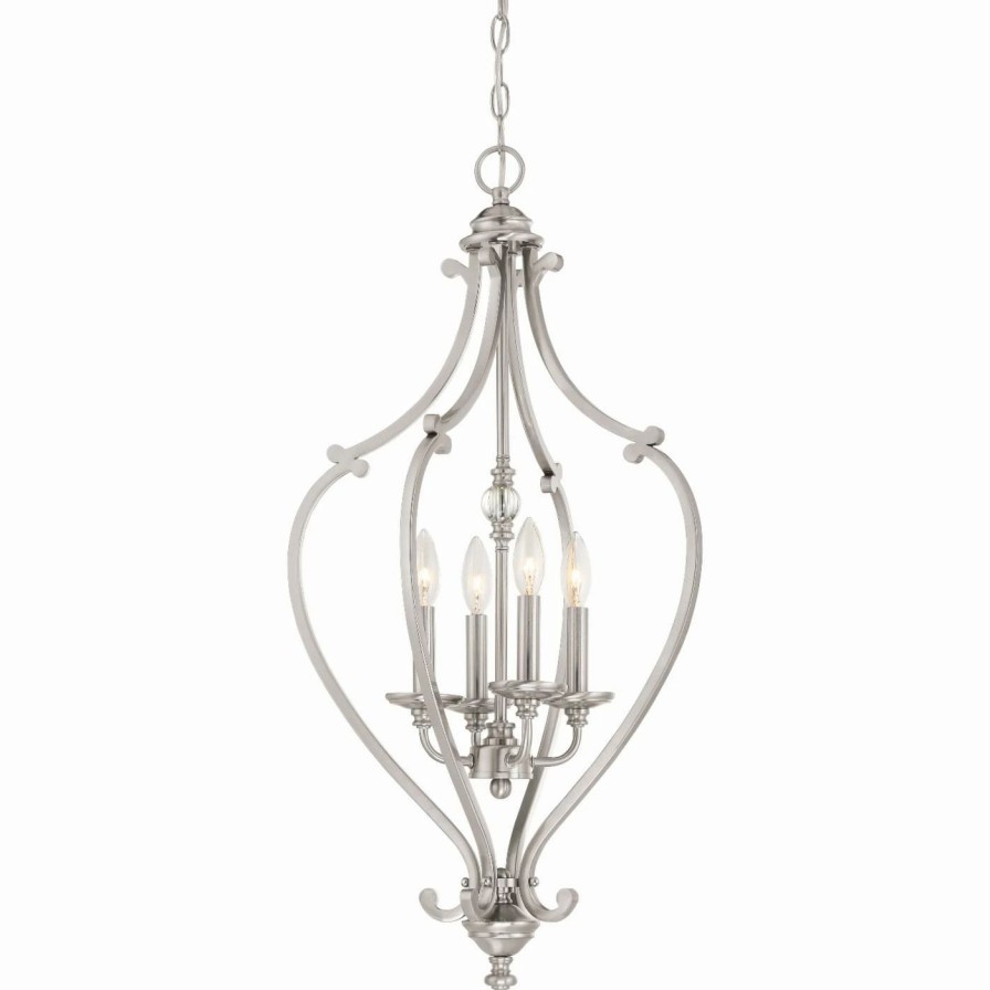 Chandeliers * | Promo Candle Minka Lavery Savannah Row Cage Chandelier Brushed Nickel