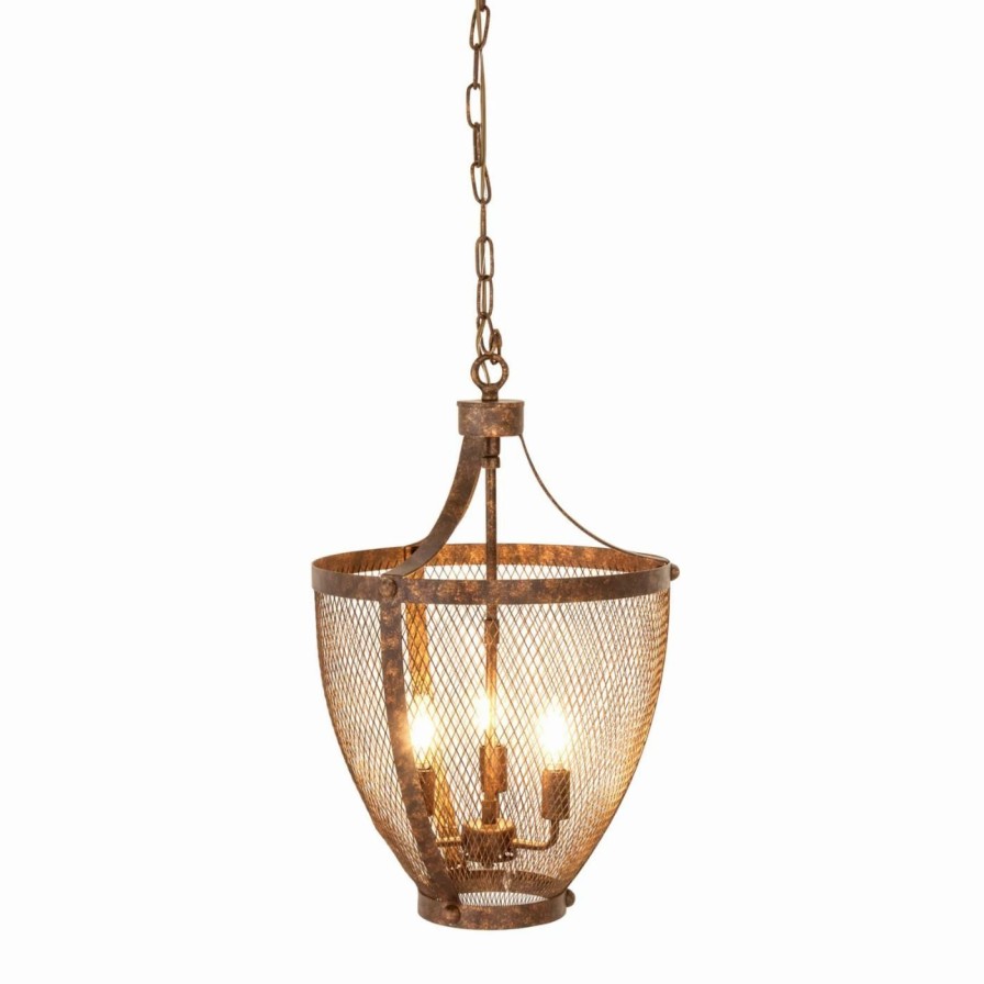 Chandeliers * | Cheap Candle Decmode 70022 Rustic Iron Mesh Chandelier