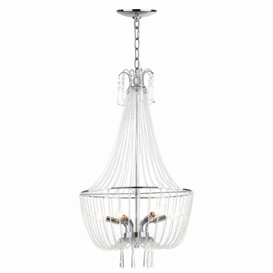 Candle * | Cheap Crystal Safavieh Berlin Lit4439A Adjustable Beaded Chandelier