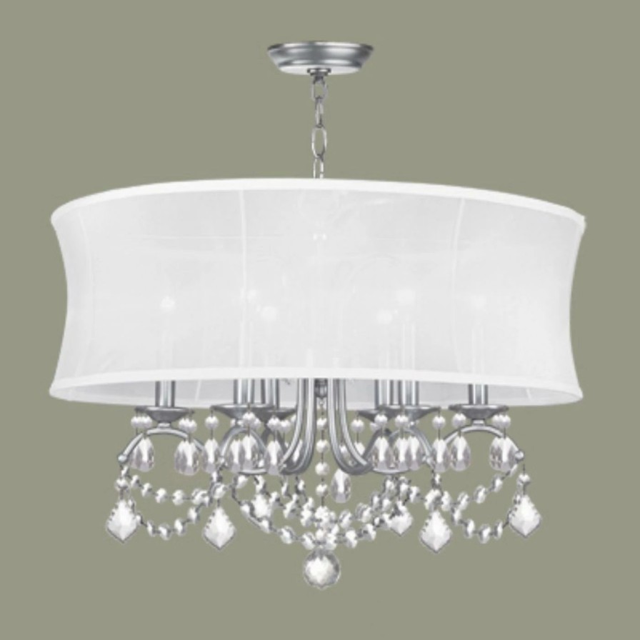 Chandeliers * | Cheap Livex Lighting Drum Livex Newcastle 6306-91 Chandelier Brushed Nickel 24W In.