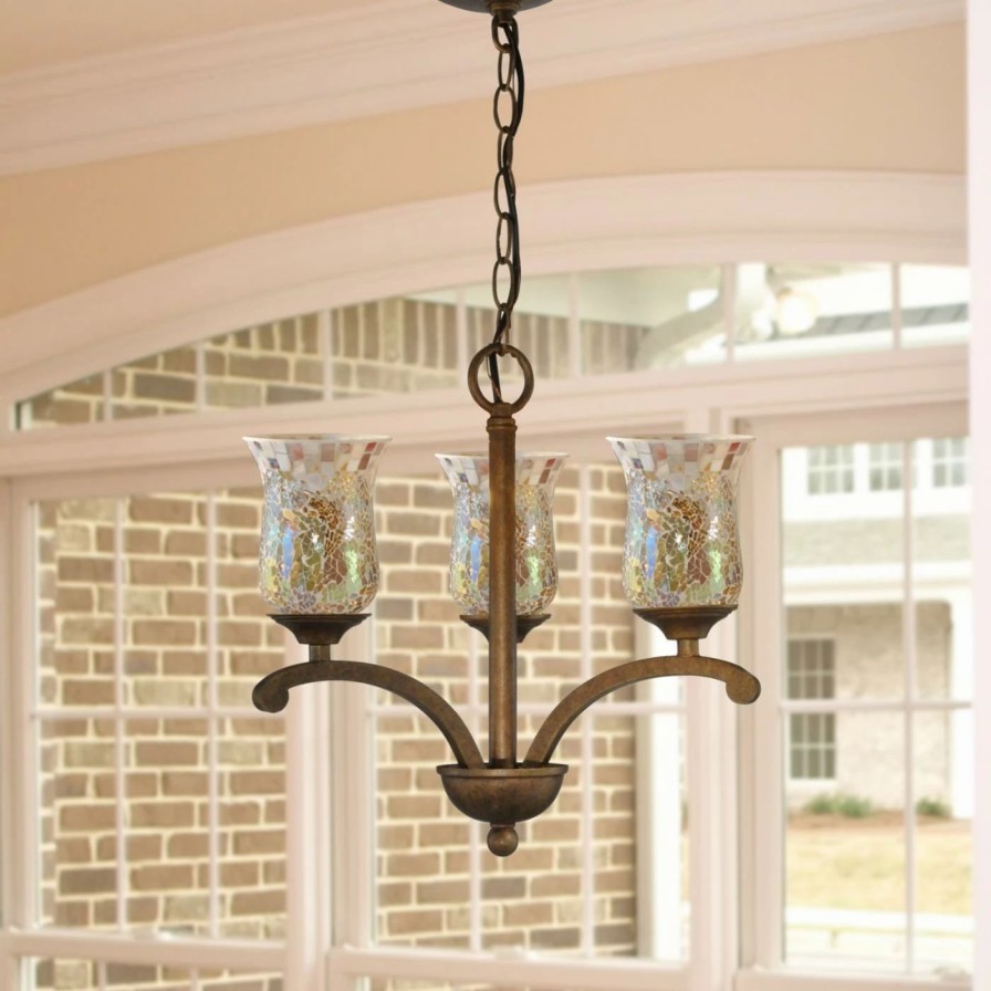 Chandeliers * | Top 10 Bowl Springdale Lighting Apsley 3-Light Mosaic Chandelier