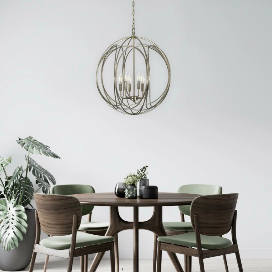 Chandeliers * | Best Sale Yosemite Home Decor 6 Light Globe Chandelier