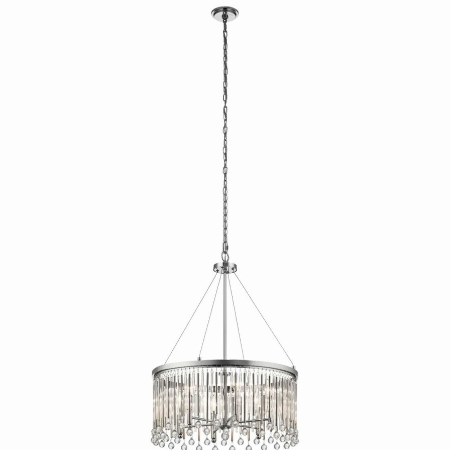 Crystal * | Best Sale Raindrop Kichler Piper 43723Ch 6 Light Chandelier