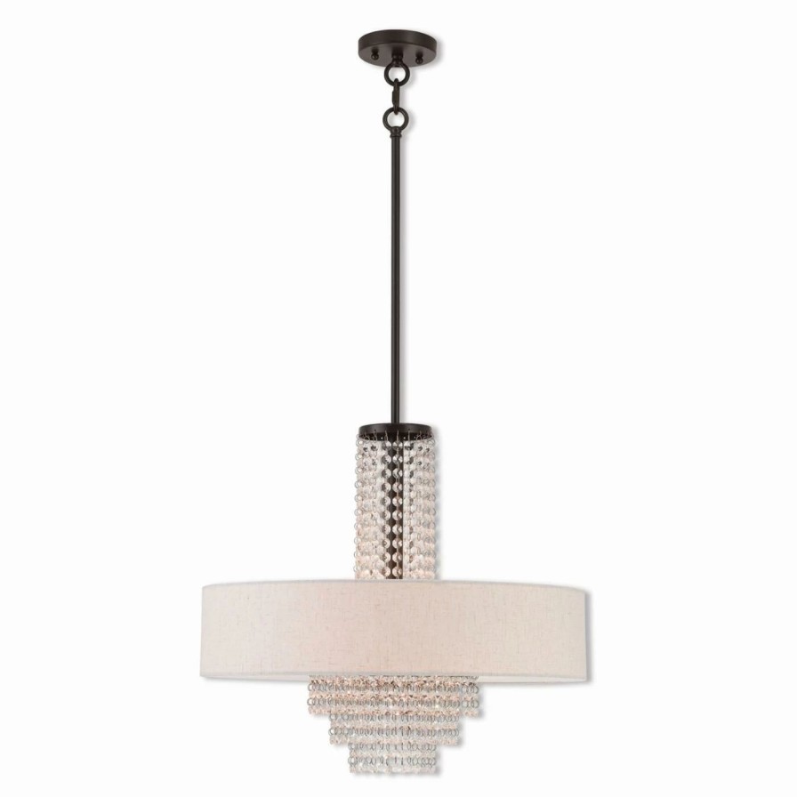 Chandeliers * | Cheapest Drum Livex Lighting Carlisle 5-Light Pendant Chandelier