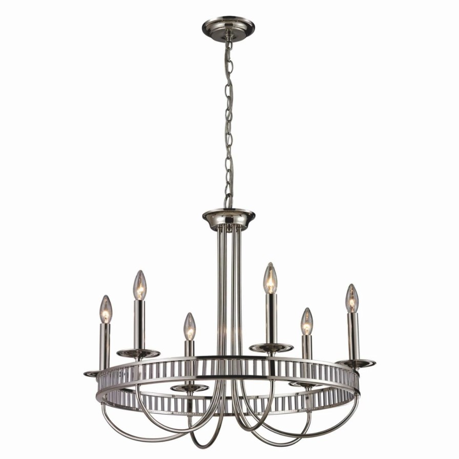 Candle * | Best Sale Candle Elk Lighting Braxton 10231/6 Chandelier Polished Chrome 29W In.