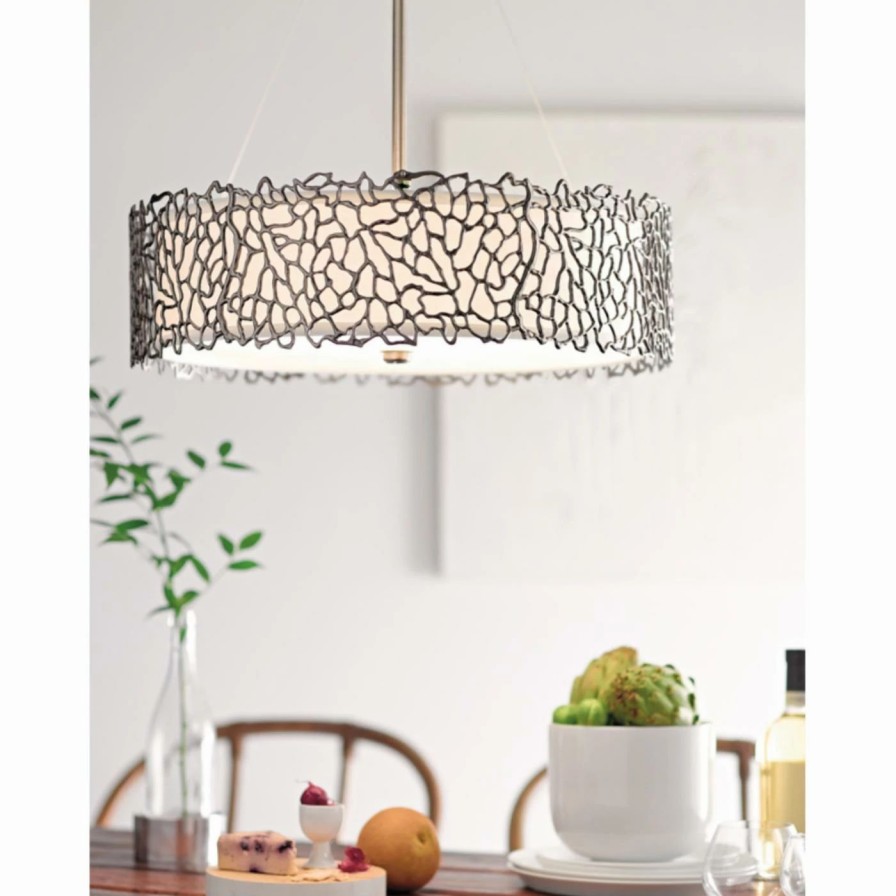 Chandeliers * | Best Pirce Drum Kichler Silver Coral 43347Clp Chandelier