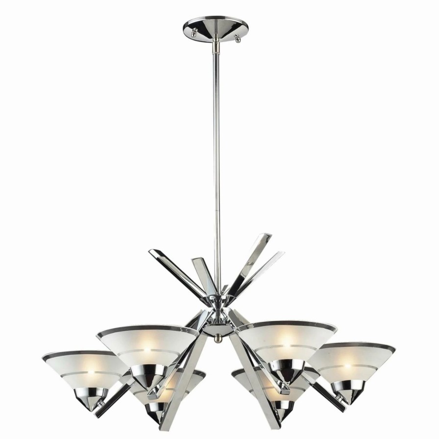 Chandeliers * | Best Reviews Of Bowl Elk Lighting Refraction Chandelier 1475/6 26W In.