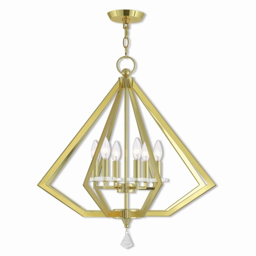 Chandeliers * | Outlet Candle Livex Lighting Diamond 6 Light Chandelier