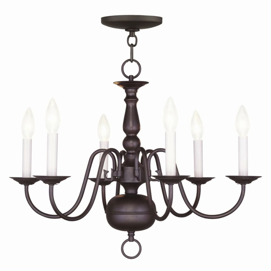 Candle * | Deals Livex Lighting Candle Livex Williamsburgh 5006-07 Chandelier 24W In. Bronze